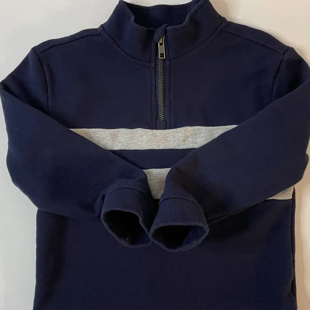 Janie And Jack Quarter Zip Striped Sweatshirt Size 4